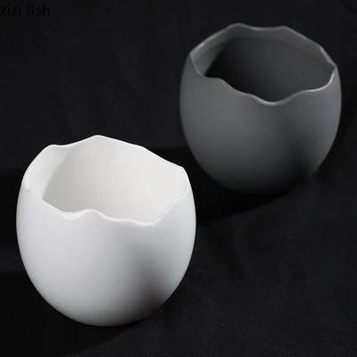 Ceramic Soup Bowl Creative Egg Shell Shaped Dessert Bowl Thick Soup Bowl Snack Bowls Steamed Egg Bowls Solid Color Tableware