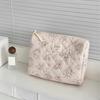 Quilted Pink Flower Ladies Travel Storage Bag Makeup Case Retro Floral Print Women's Cosmetic Bags Small Purse Female Handbags