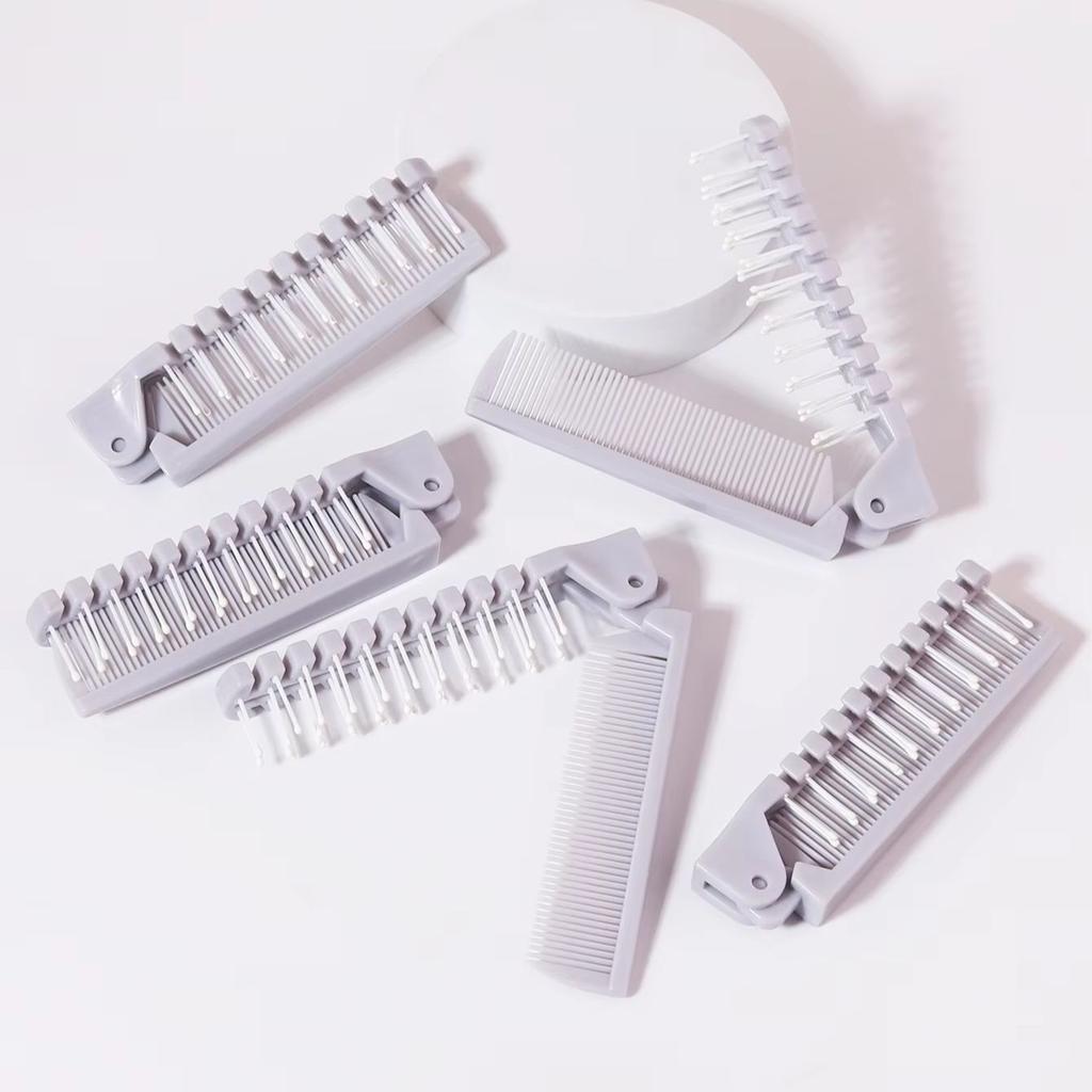 5pcs travel folding comb, anti-static mini pocket comb, double headed comb hairdressing tool, compact comb for men and women