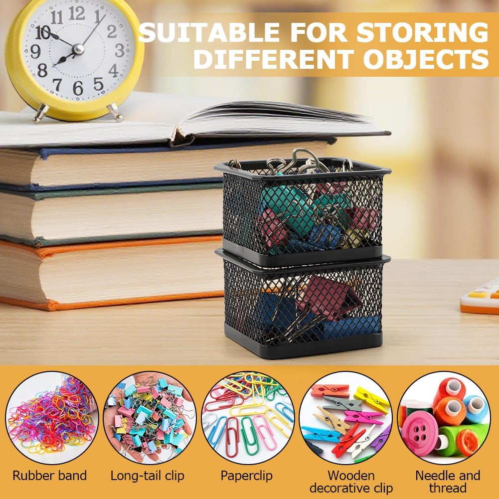 Paper Clip Holder for Desk, Paperclip Holders Mesh Paperclip Dispenser Organizer for Desk Binderclip Bobby Pin Holder Container for Home Office