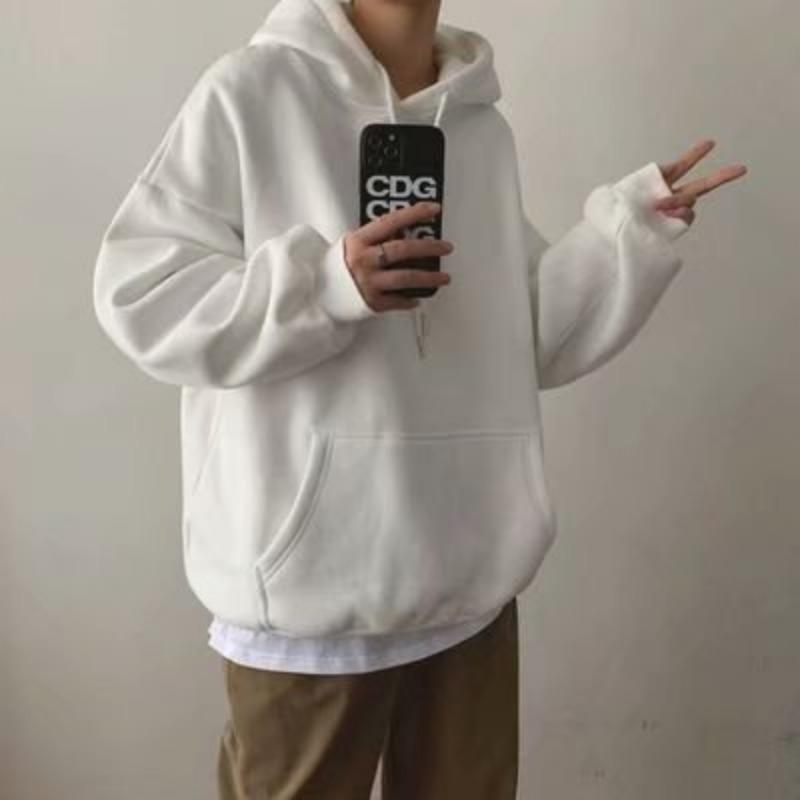 

Осень Зима Свободные Повседневные Однотонные Толстовки Женские Простые Модные Толстовки с Капюшоном Пуловер Толстовка Топ M белый