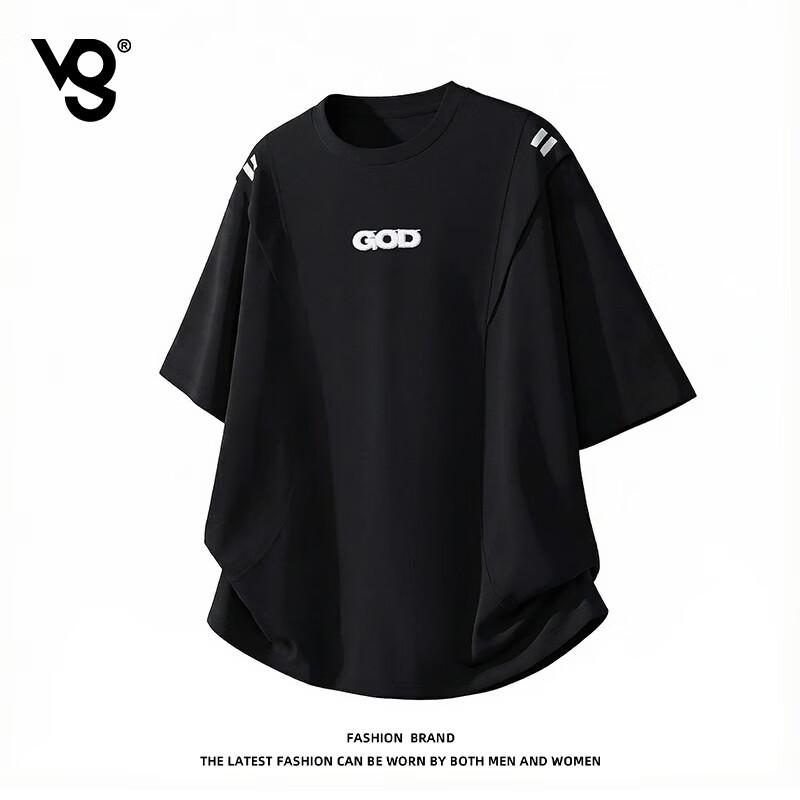 VUUG Men s Deconstructed Letter Embroidery Short-Sleeve T-Shirt 2XL