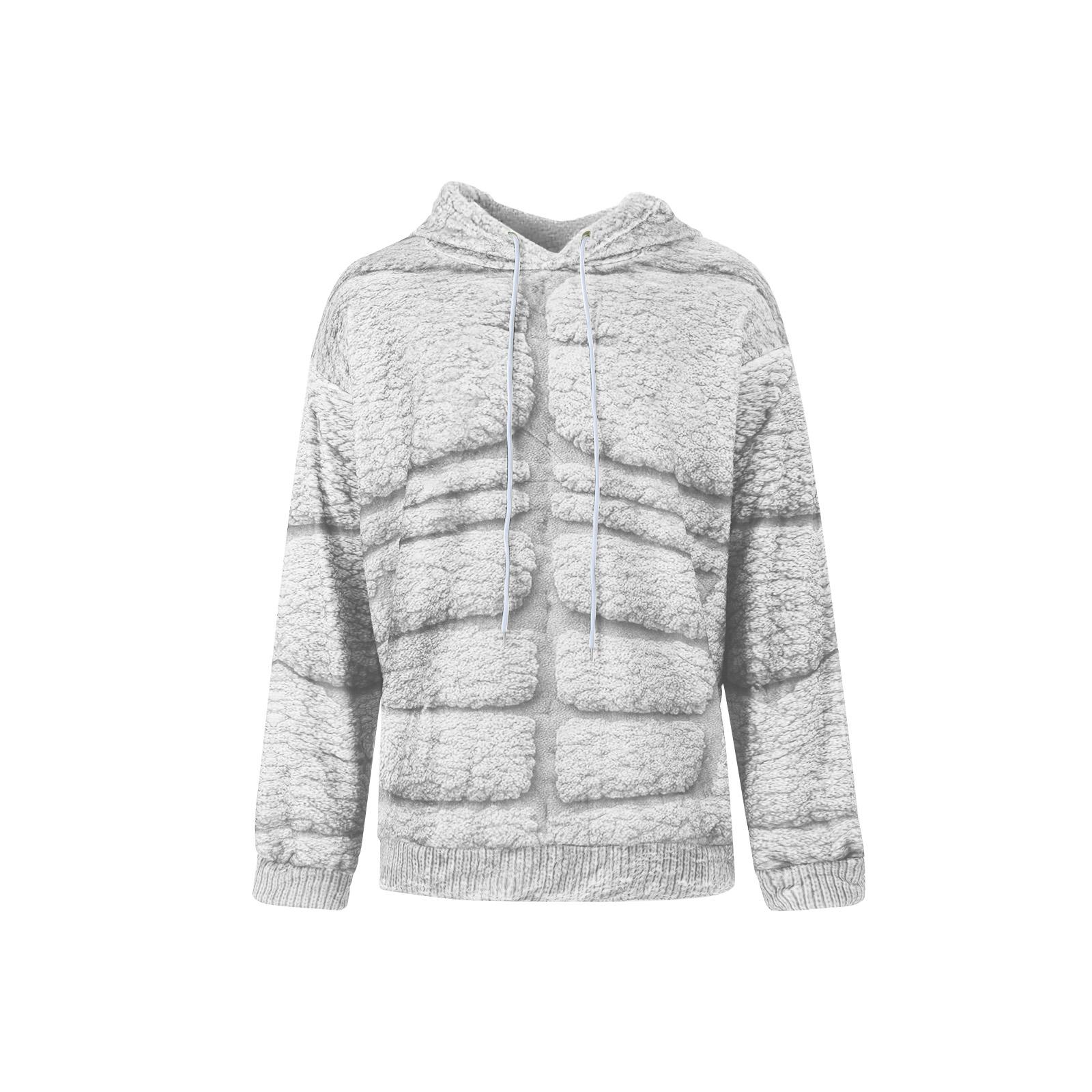 Мужская спортивная толстовка с капюшоном повседневная с длинным рукавом с уродливым принтом Мускулы XL белый 2580₽