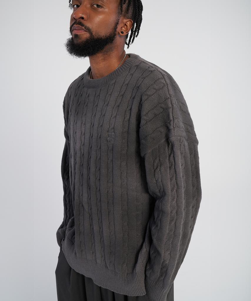 TENER Dirty Spray R Twisted Knitwear_Gray