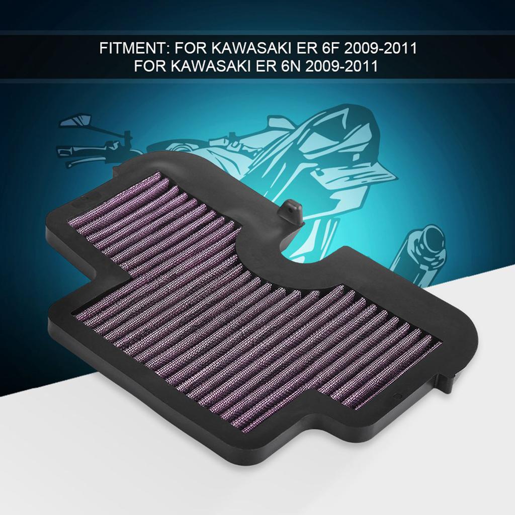 2Motorcycle High Flow Air Cleaner Intake Filter for ER6F ER6N 2009‑2011