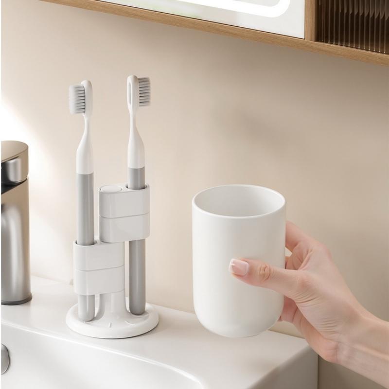 1Pcs Rotating Toothbrush Holder Bathroom Desktop Toothbrush Storage Rack Makeup Brush Pen Organizers Bathroom Accessories