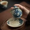 Birds Ru Yao Porcelain Gaiwan Set For Tea Tureen Teaware Cup Chinese Blue Bowls Chawan Tea Ceremony Set Deng'S