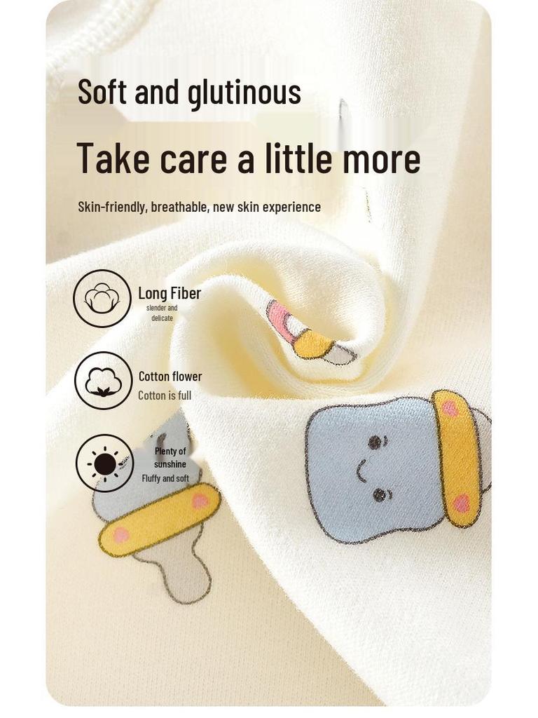 Herbst Baby Baumwollkleidungsset: Neugeborenen Klettanzug mit offenem Schritt