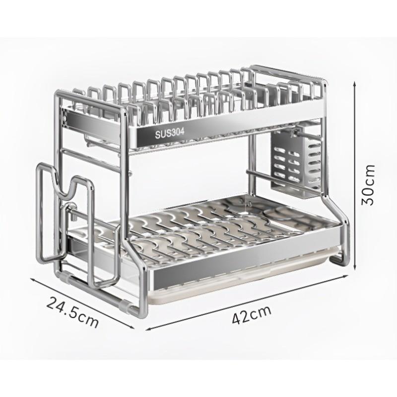 304 Multifunctional Kitchen Storage Rack No Need Installation Kitchenware Storage Holders Stainless Steel Dish Drain Rack 304 Stainless Steel