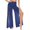 Womens Lyrical Dance Pants Rhinestone Waist Shimmering Mesh Legs Built In Briefs Modern Costume
