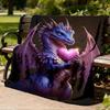 1pc Dragon Heart Throw Blanket Polyester Fiber, Lightweight Flannel, Soft & Warm, All Season Use for Outdoor, Camping Digital Print