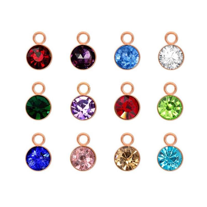 144Pcs/Lot Birthstone Necklace Pendant Jewelry Making Rhinestone Stainless Steel Charms For Women Earrings DIY Accessories Gift