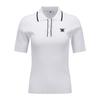 ANEW GOLF Women Sm Stripe Texture Short Sleeve Sweater_Wh