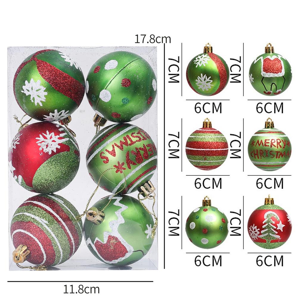 24/6pcs Christmas Ball Xams Tree Hanging Ornaments Red Green Plastic Balls Holiday New Year Party Decoration Hanging Pendant