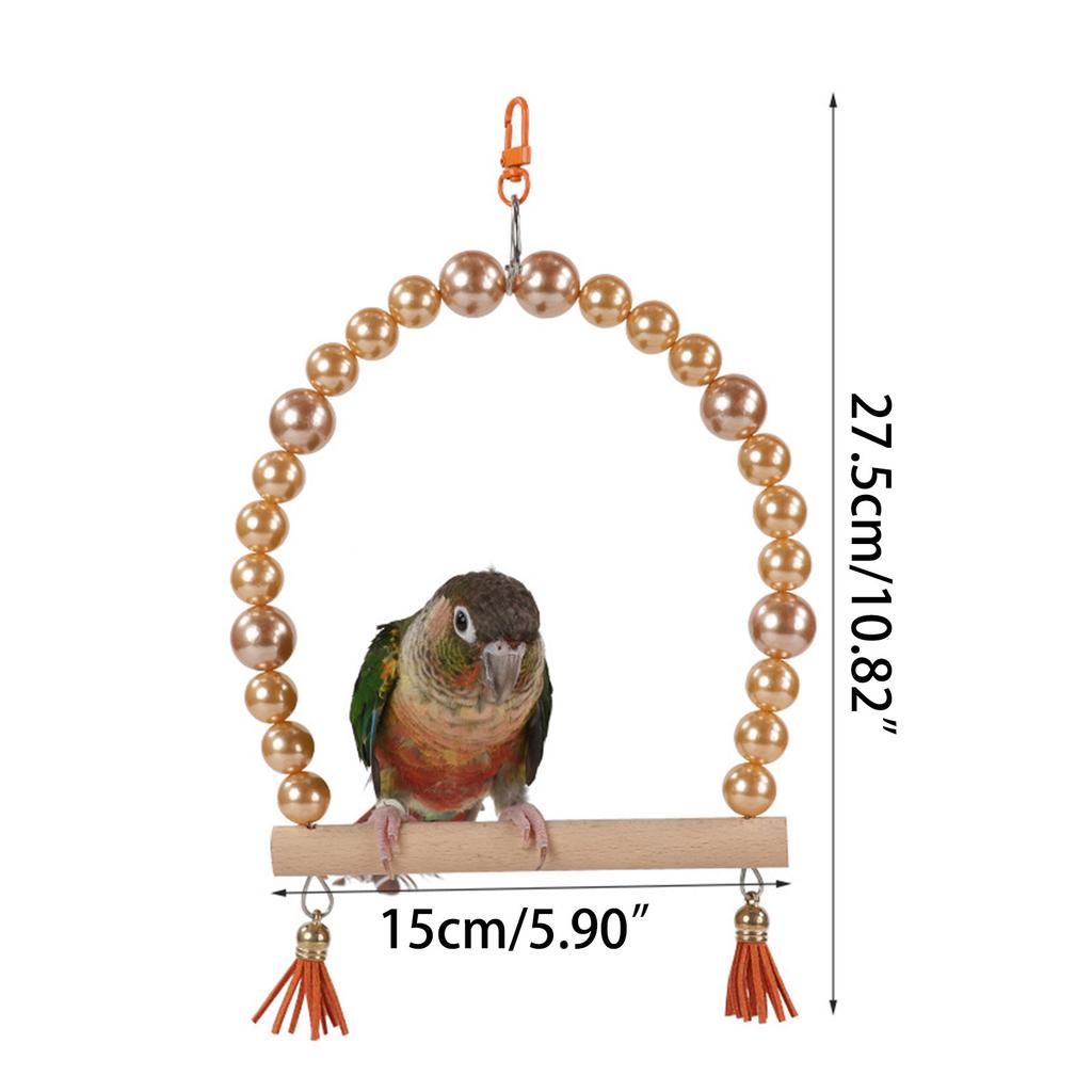 Parrots Bridge Hammock Swing Bridge Swing Standing Training Supplies Bridge Wood Hammock with Pearls Beads Toy