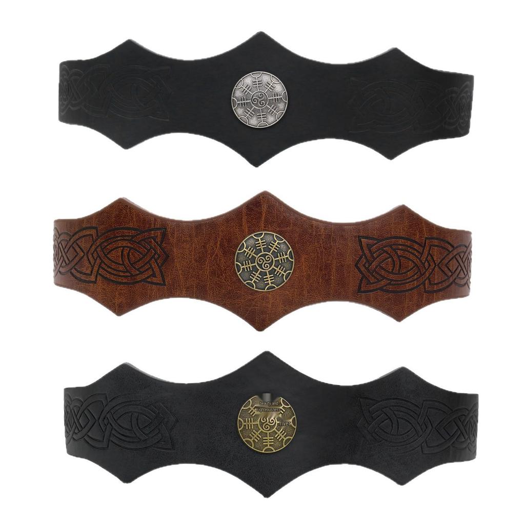 Medieval Viking Leather Headband Costume Prop for Halloween and Cosplay