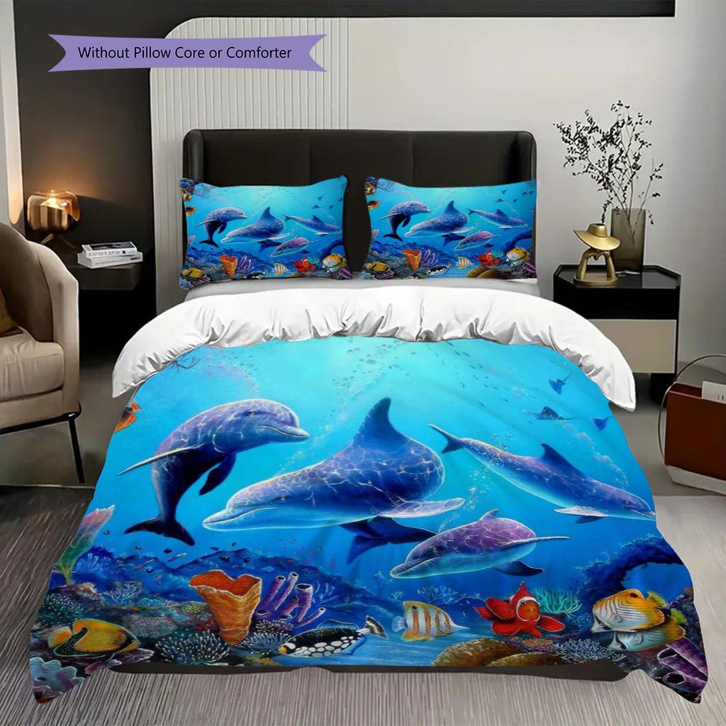 Ocean Life Underwater Scene Bedding 1 Duvet Cover 2 Pillowcase Without Core Bedding Set Christmas Birthday Gift Duvet Cover And Pillowcase