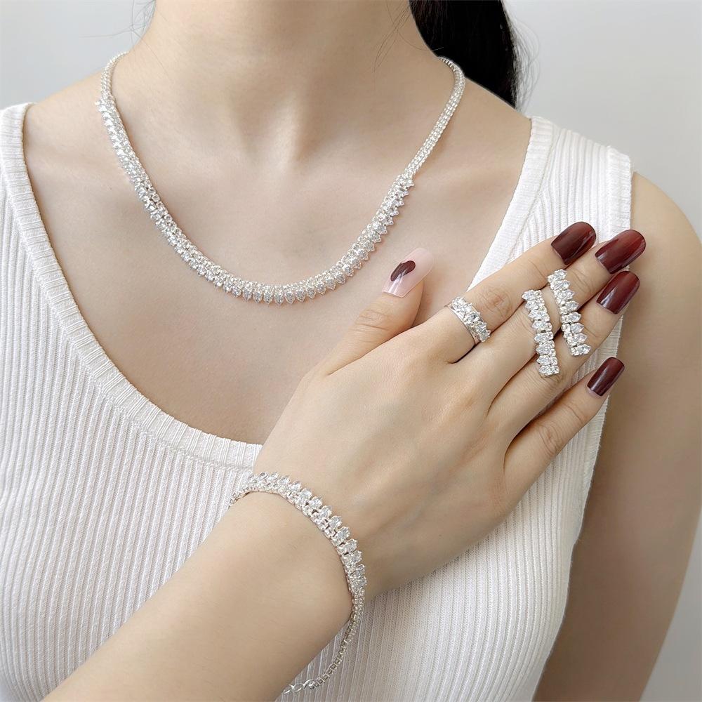 Multi-Layer Rhinestone Necklace, Earrings, Bracelets, Rings, Jewelry Set, Bridal Wedding Accessories.