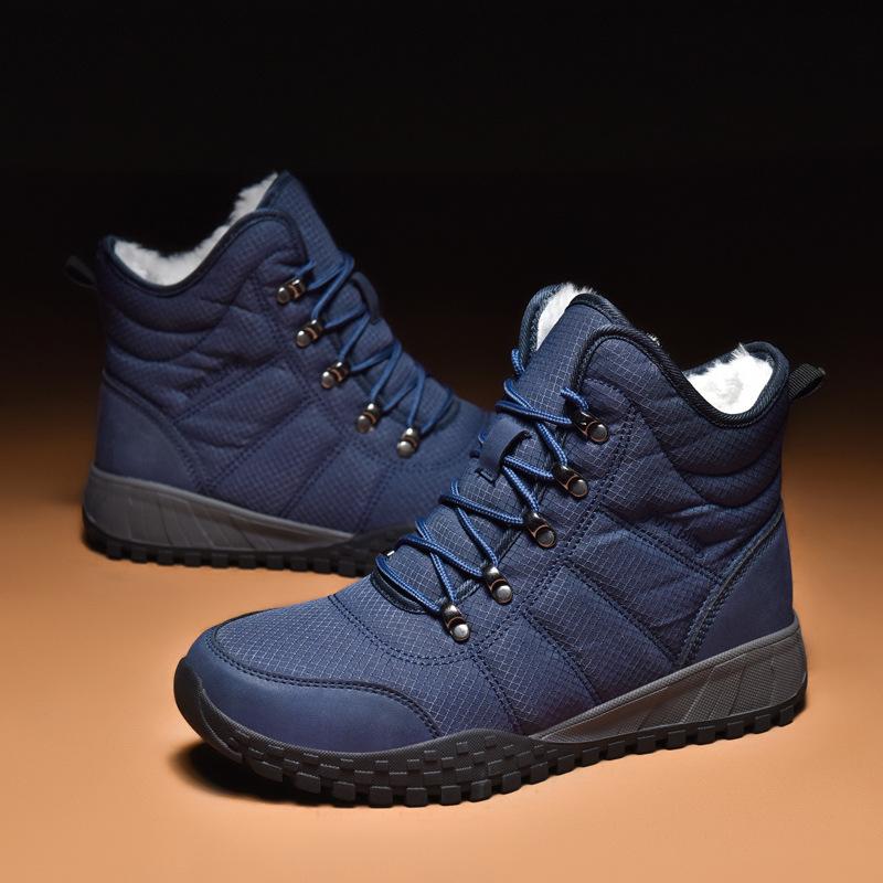 Winter new large size couple high top snow boots velvet warm tarp outdoor men's shoes