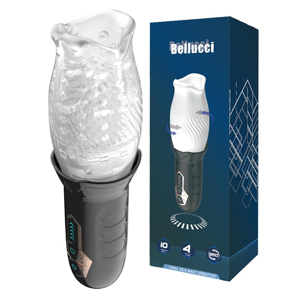 Mužský masturbátor Cup Automatický orální sexuální trenažér Vagina pro muže Sací stroj 360° Rotace Vibrátor Glans Stimulace Sexuální hračky