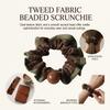 Women's Retro French Hairband With Pearl Beads And Plaid Design For Elegant Occasions