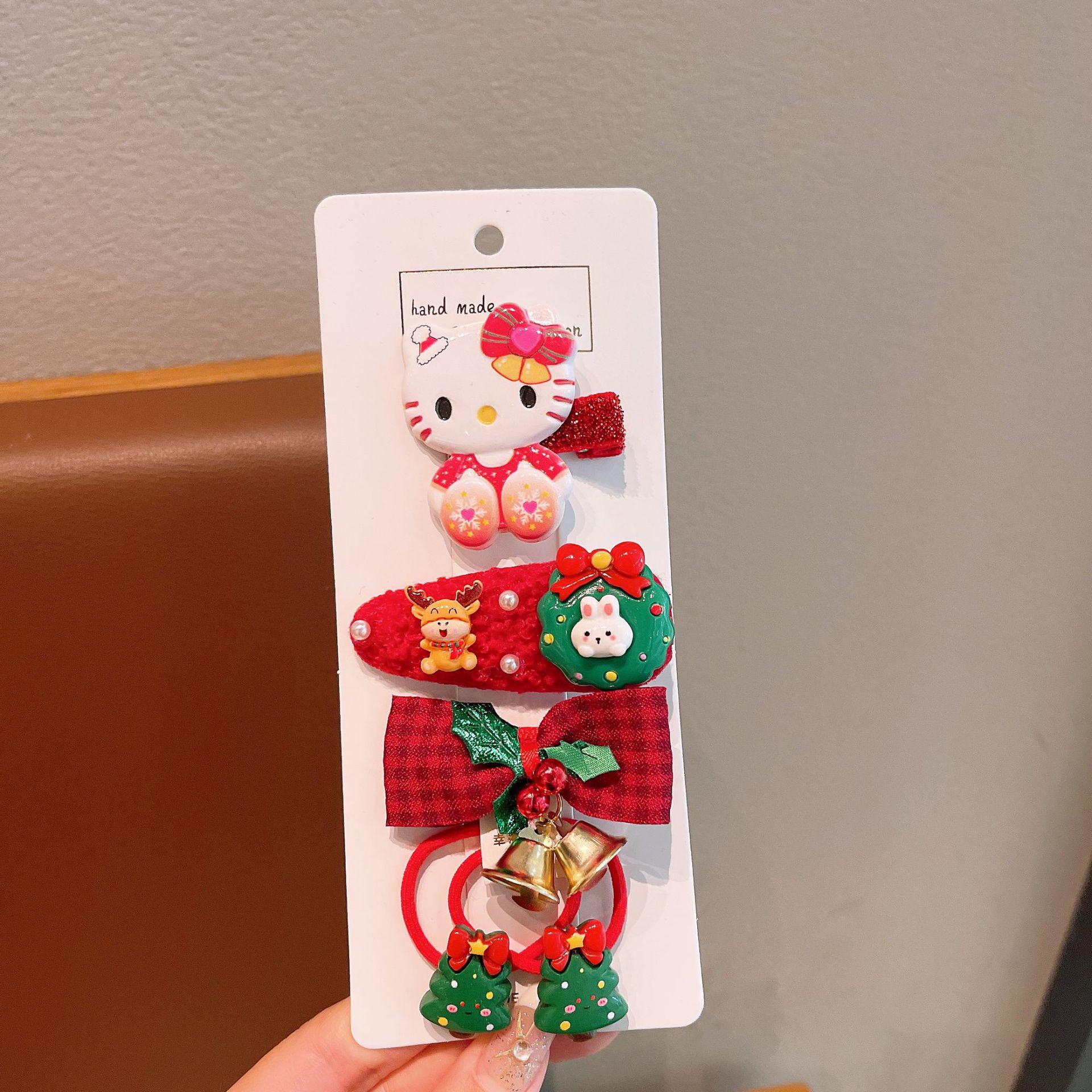 Christmas Bow Hair Clip Set: Cute Tree, Reindeer & Snowman Duckbill Clips for Kids