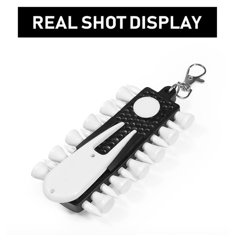 Outdoor Golfs Tees Holder Portable Golfs Tees Carriers Hanging Stand with 12pcs Tees, Green Fork, Pencil, GolfBall Marker