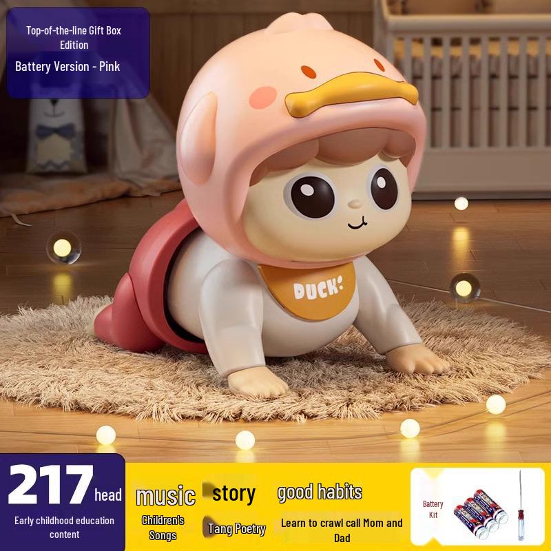 Baby Crawling and Learning Doll for 0-1 Year Olds – Head Lifting and Educational Training Toy for 3+ Months