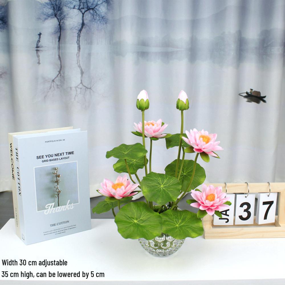Artificial Silk Lotus Flower Ornament for Buddha Altar - Decorative Bonsai Guanyin Flower