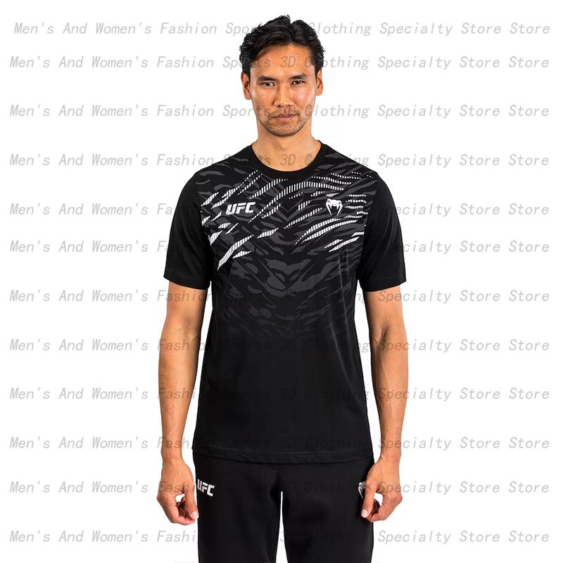 UFC World Boxing T-shirt Fighting Wrestling Match Top 3D Quick Drying Boxing Suit Men's and Women's Extreme Sports Short Sleeves