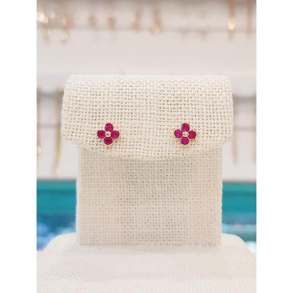 Savezone01 14K Ruby Clover Ear Piercing Gold Piercing Gep540 (S16003038) 2 pcs