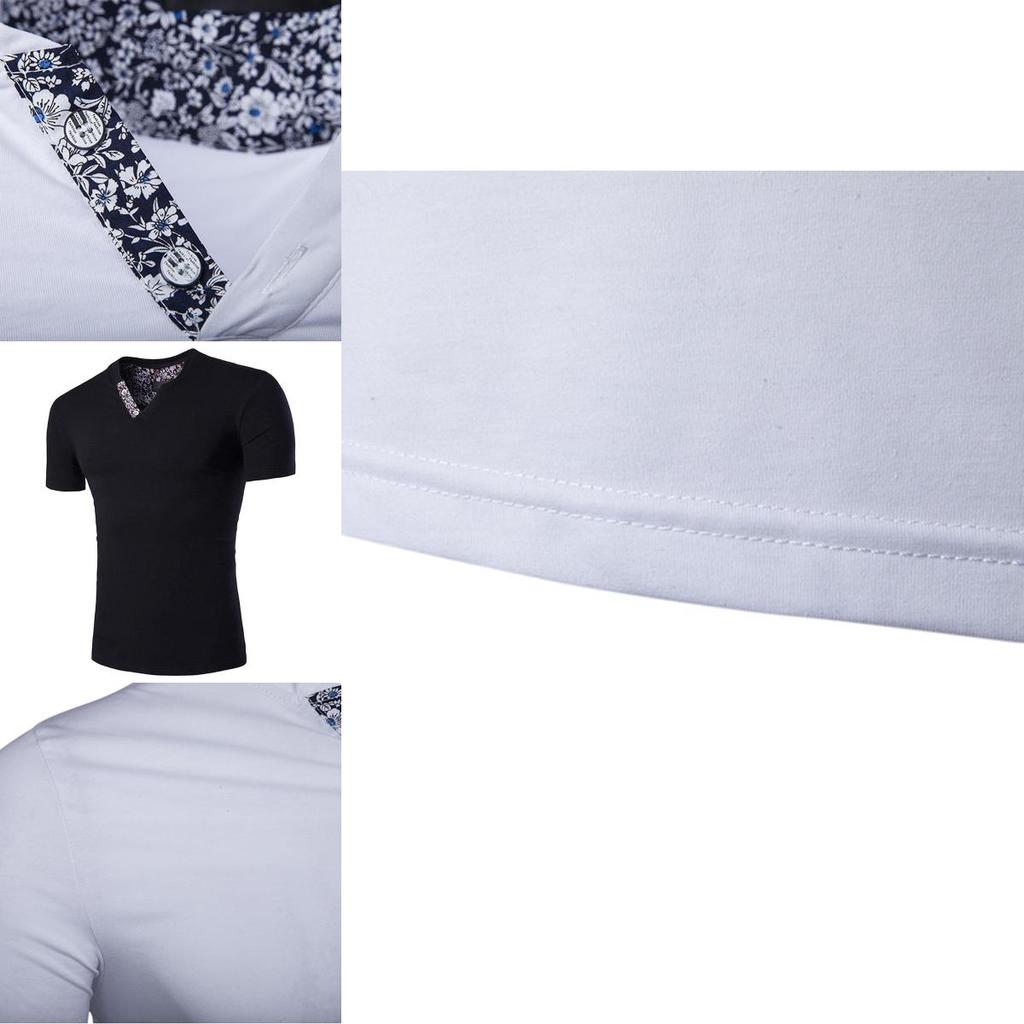 Premium Quality Men's T-shirt Slim Fit Floral V-neck Casual Tee For Everyday Wear