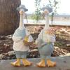 1pc/2pcs Couple Duck Statue Garden Ornaments Cartoon Duck Animal Resin Sculpture Ornaments Decoration For Outdoor Landscape Pond Yard Lawn Garden