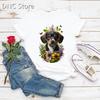 Femme Tshirt Funny Hat Wearing Watercolor Print Dog Cute Animal Print Tshirt Women Fashion Trend 90s Tshirt Dog Lover Tshirt