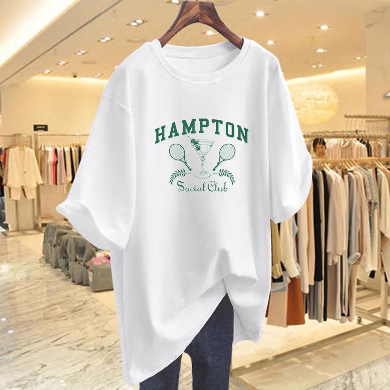 

Korean Style Plus Size Women s Letter Print Short Sleeve Summer T-shirt L