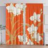 Orange Floral Art Pattern Print Drapes Room Darkening Window Curtains for Home Decor,Rod Pocket Blackout Curtains Bedroom