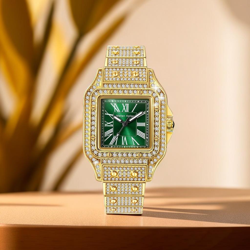 Dámské hodinky Módní Luxusní Křemenné Náramkové Hodinky pro Dámu Ciferník s Diamanty Hodiny z Nerezové Oceli