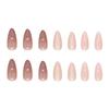 Almond Press on Nails with Glitter Natural Unbreakable Nail Simple Wear for Shopping Traveling Dating