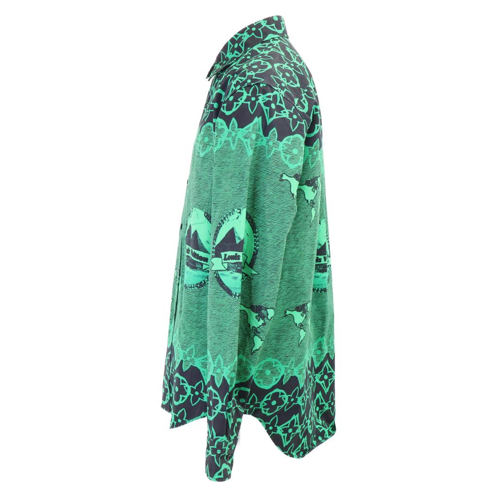 Louis Vuitton [Krajowo Autoryzowany] RM212 FS8 HLS77W LV Koszula z Długim Rękawem Oversize/ topy S Zielony x czarnyUżywany