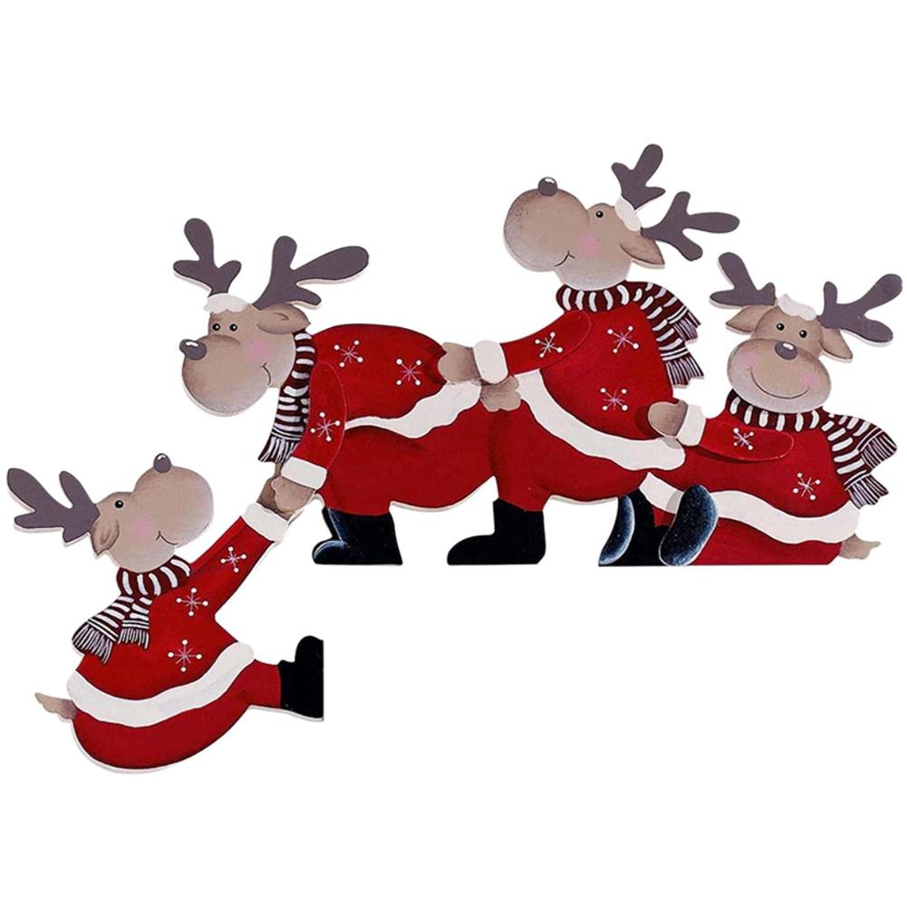

Рождественские украшения дверной рамы Санта-Клауса, деревянные лоси, рождественский декор для вечеринки, украшения для дома, оконные поделки, подарки на Новый год 2025 г.