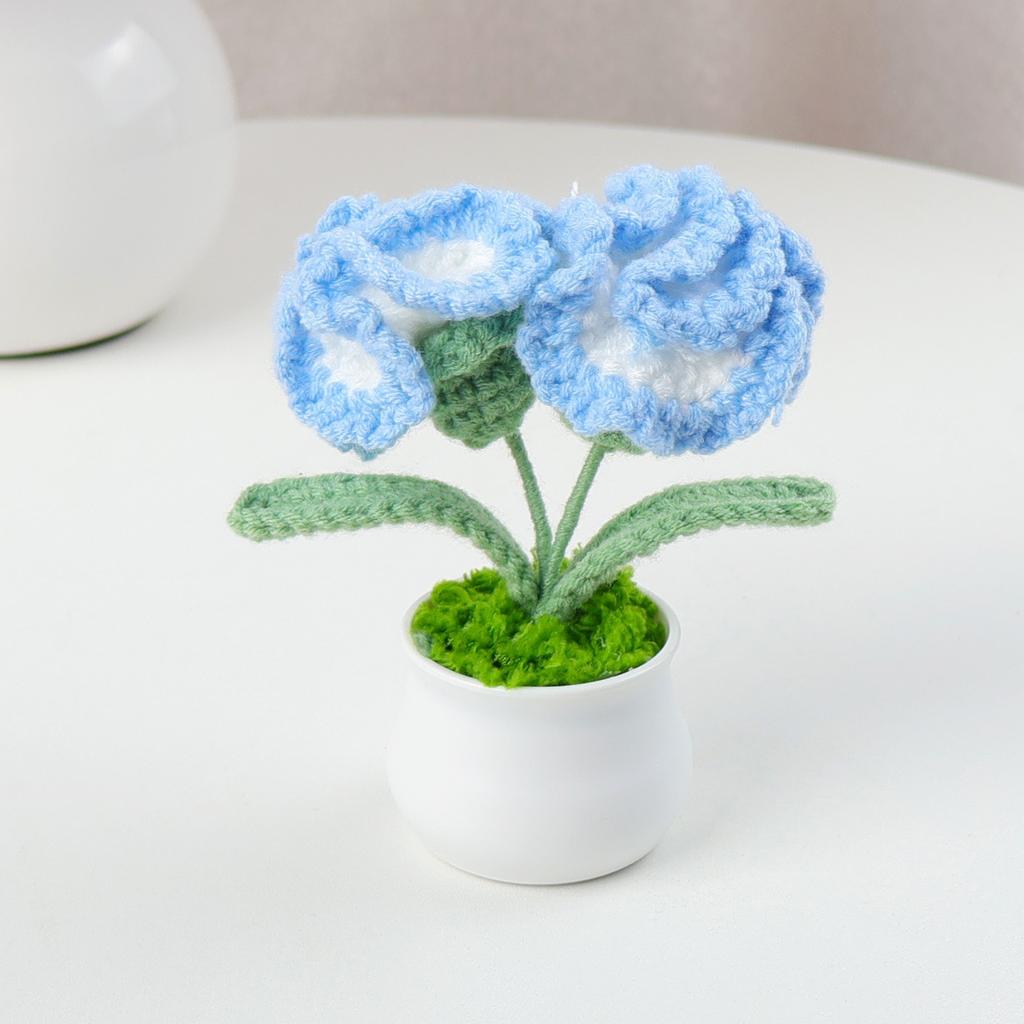 Hand-Knitted Wool Fake Flowers Set: Sunflower, Carnation, Tulip - Desktop Decor, Teacher/Student Gift, Everlasting Bouquet