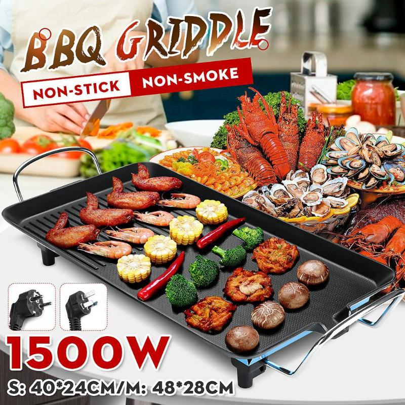1500W Electric Bakeware Teppanyaki Table Top Grill Plate Smokeless Nonstick Indoor Outdoor Garden Camping BBQ Barbecue Griddle