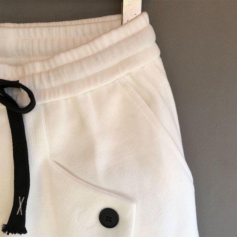 Spring Thin Sweatpants Men'S Casual Slim-Fitting Pants Solid Color Loose Wide Crotch Harem Pants Trendy Pleated Leggings