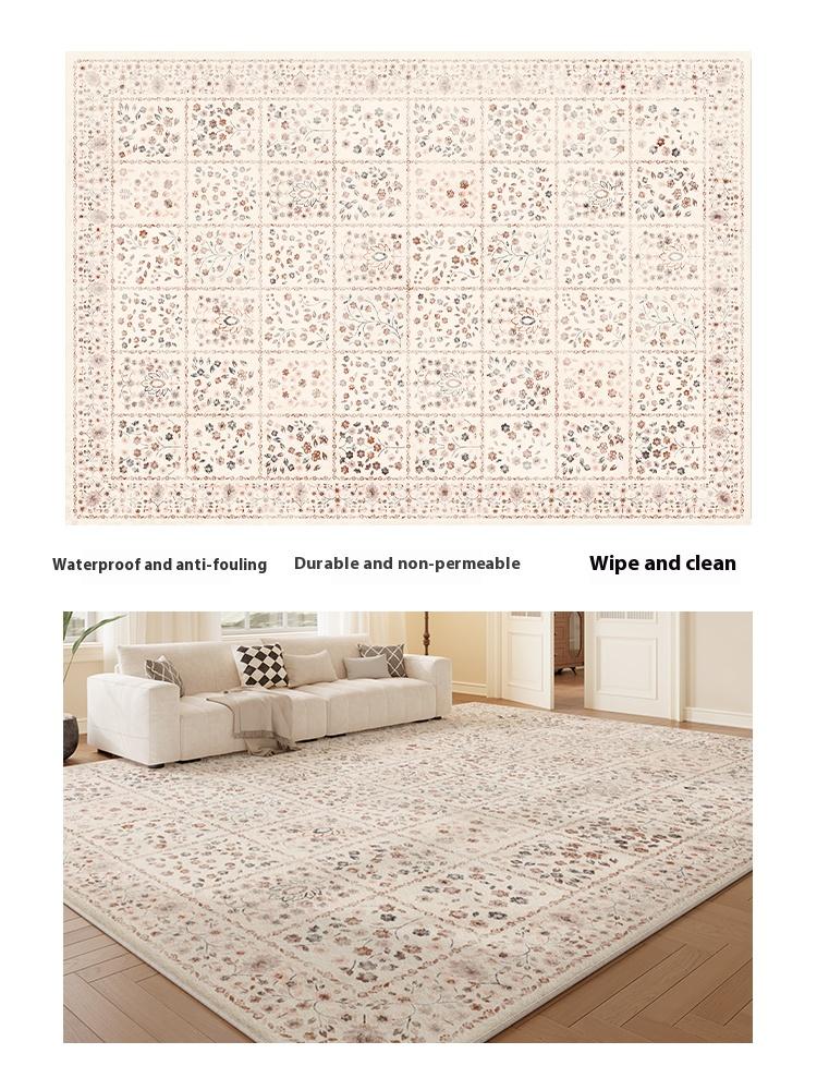 

VIKAMA Carpet Living Room New Retro French Sofa Bedroom Floor Cushion Household Non-wash Erasable Light Luxury Premium 80X120CM(2.6X3.9FT