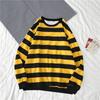 Men's Autumn Winter Round Neck Stripe Sweatshirt Pullover Tops Long Sleeved