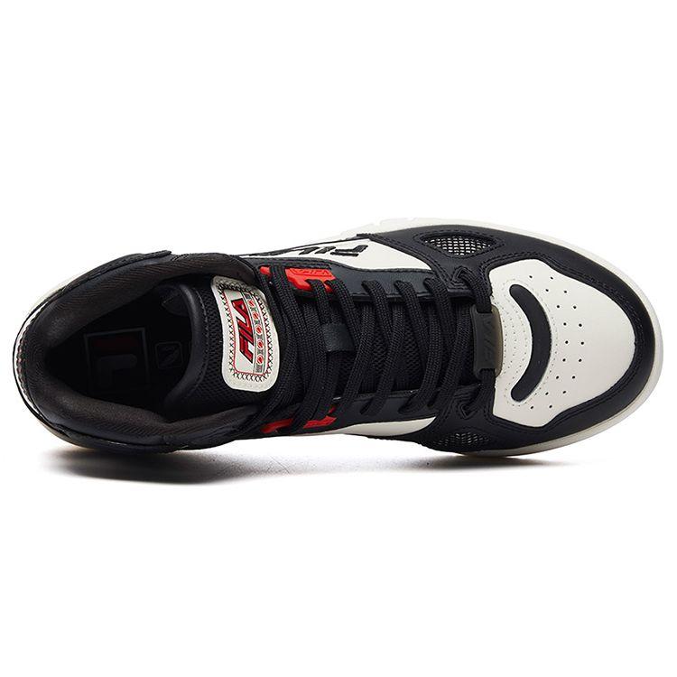 Fila Teratach Fabric Synthetic Leather Trendy Versatile High-Top Retro Basketball Shoes Women sneaker Black White F12W111211FBW