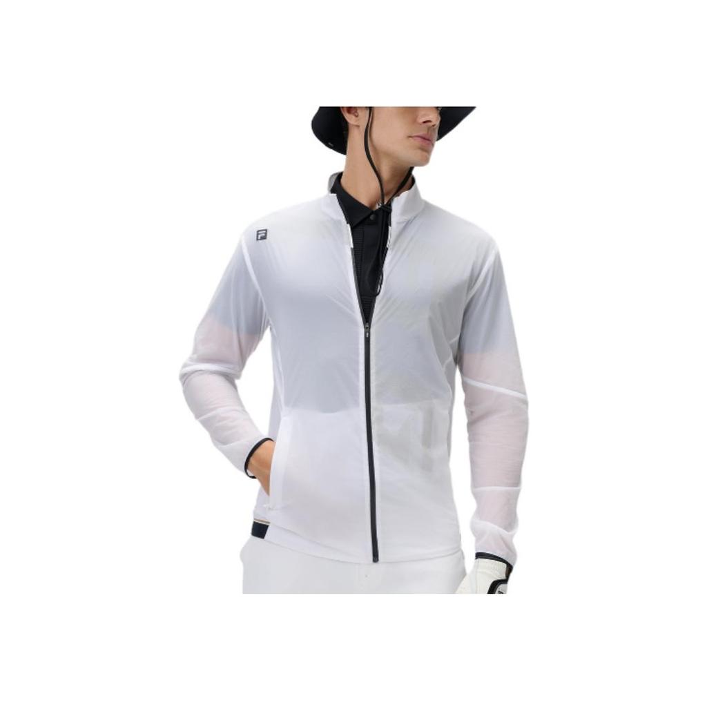 FILA Comfortable Stylish Elastic Soft Stand Collar Zip Design Long Sleeve Jacket Men jackets Jade-White A11M435702F-WT