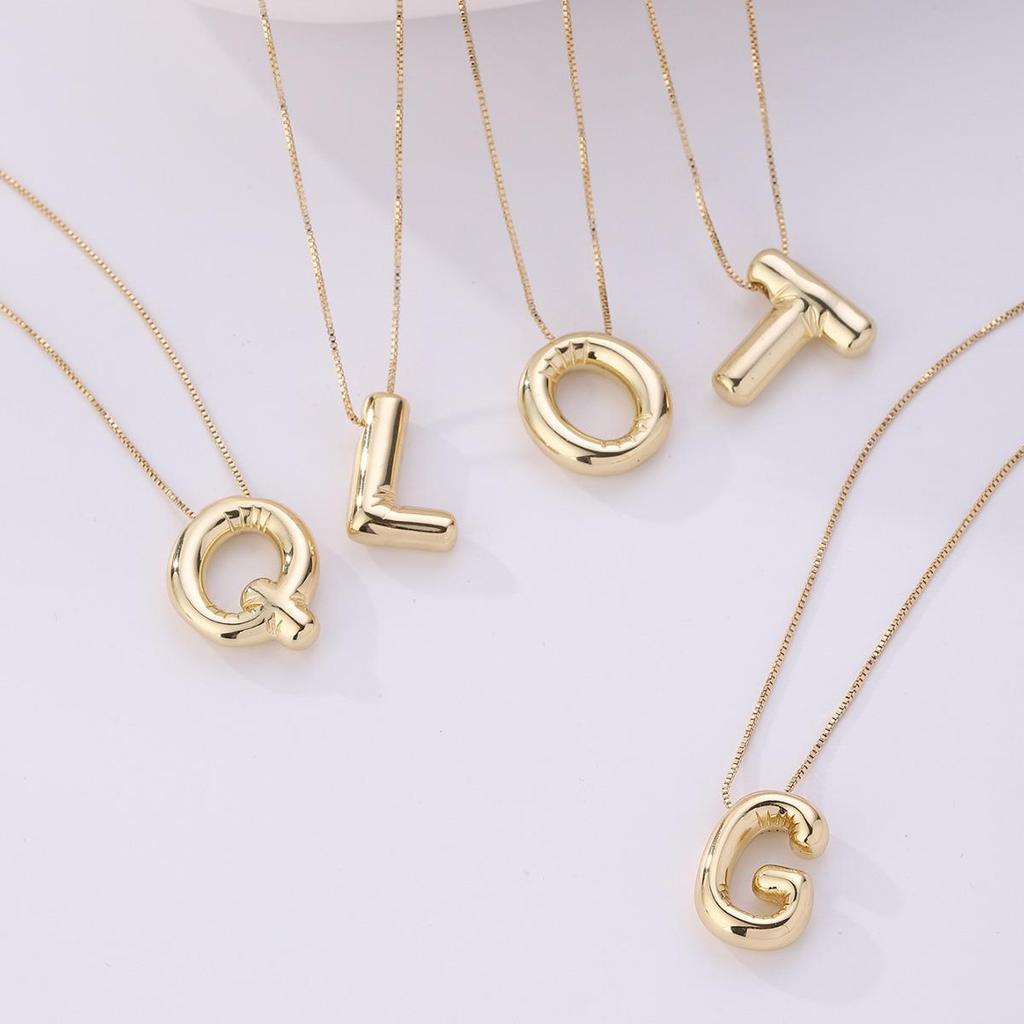 Minimalist Copper-Plated Gold Alphabet Pendant Sweater Chain Jewelry