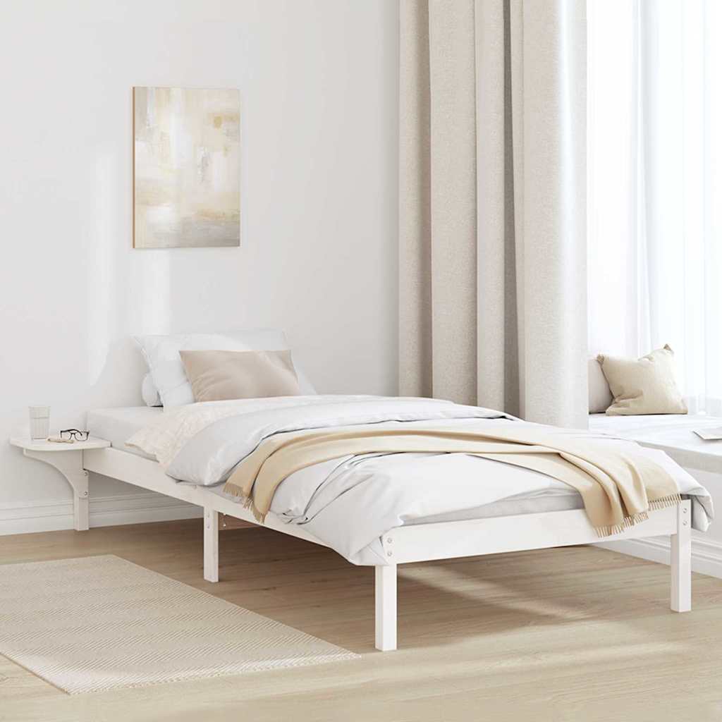 Bed Frame White 75 x 190 cm Solid Pine Wood