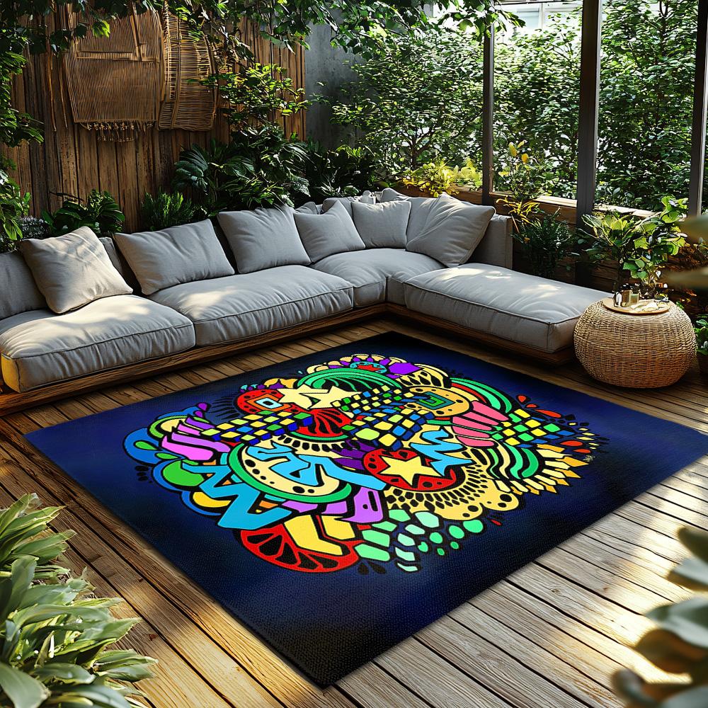 Unique Bohemian Area Rug Non-Slip Floor Mat Washable Indoor Outdoor Decor Modern Abstract Patterned Home Accent Rug Gift Idea